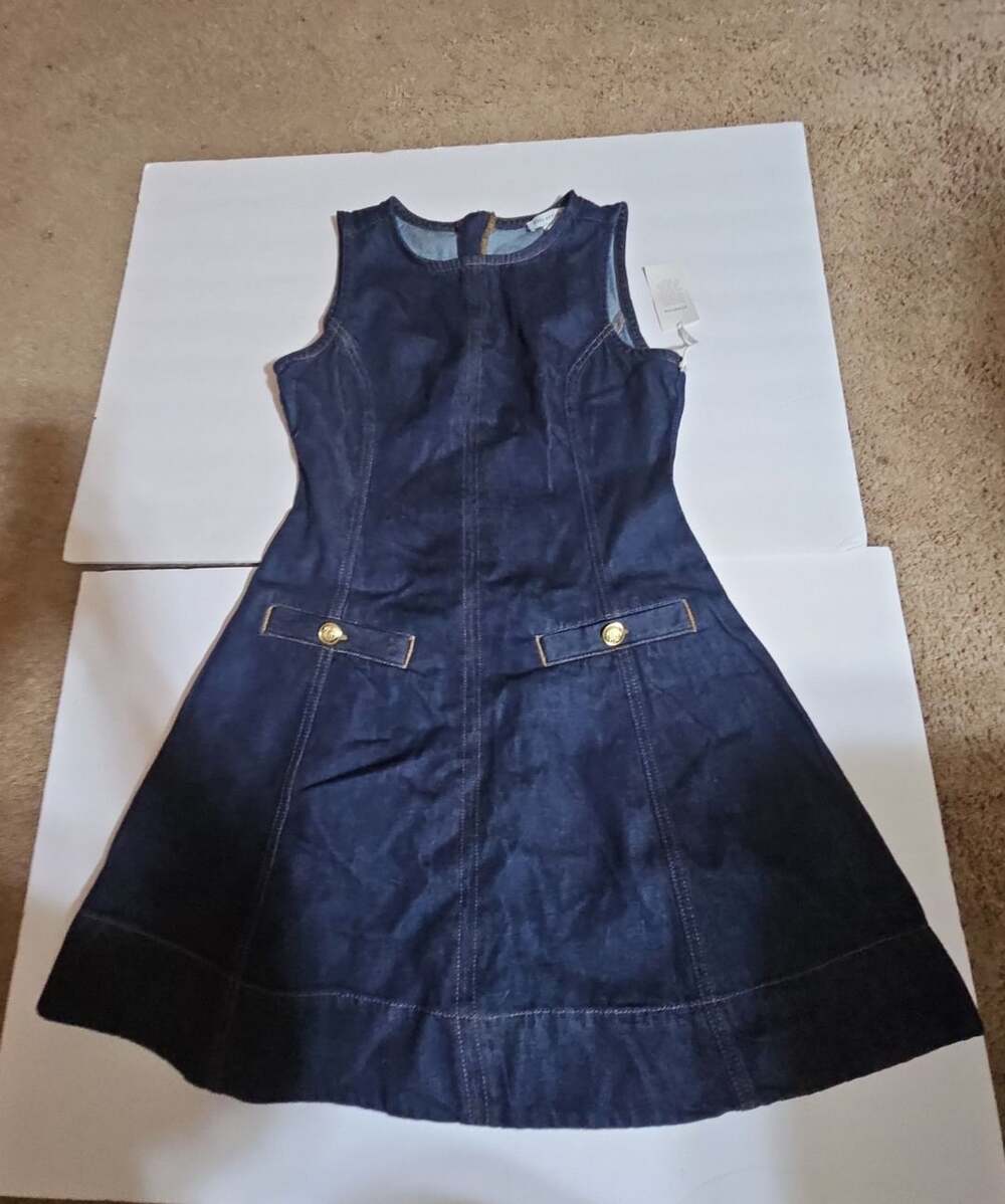 Free Assembly Denim Shift Dress Size 4 Blue Sleeveless Mini